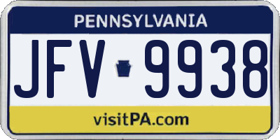 PA license plate JFV9938