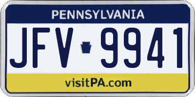 PA license plate JFV9941