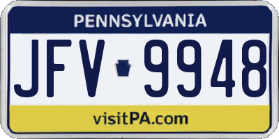 PA license plate JFV9948