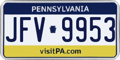 PA license plate JFV9953