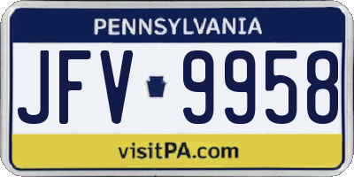 PA license plate JFV9958