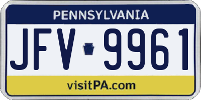 PA license plate JFV9961