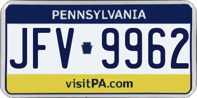 PA license plate JFV9962