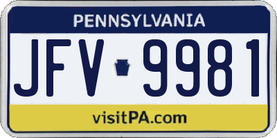 PA license plate JFV9981