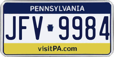 PA license plate JFV9984