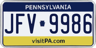 PA license plate JFV9986