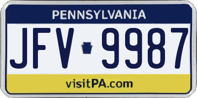 PA license plate JFV9987