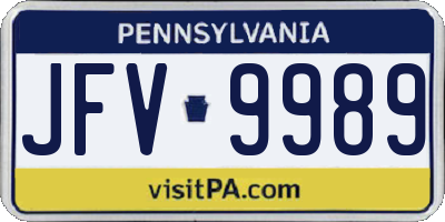 PA license plate JFV9989