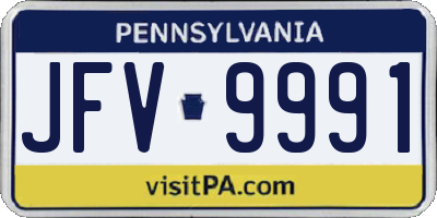 PA license plate JFV9991