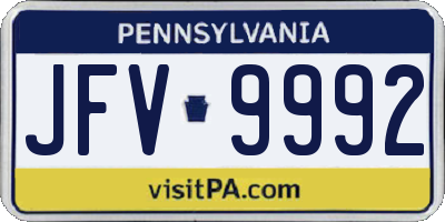 PA license plate JFV9992