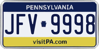 PA license plate JFV9998