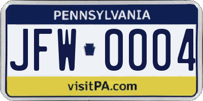PA license plate JFW0004