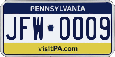 PA license plate JFW0009