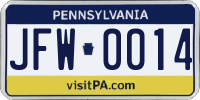 PA license plate JFW0014