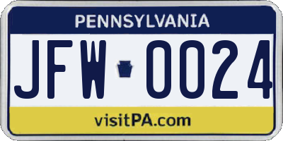 PA license plate JFW0024