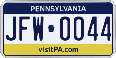 PA license plate JFW0044
