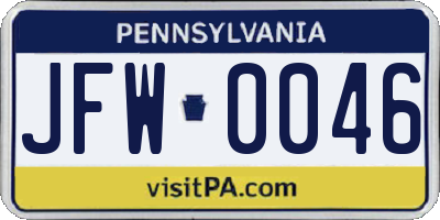 PA license plate JFW0046