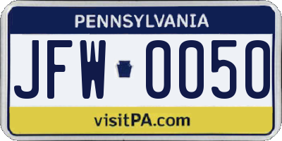 PA license plate JFW0050