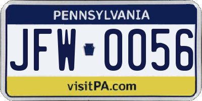 PA license plate JFW0056