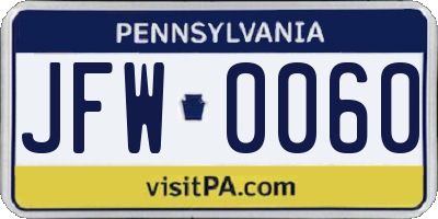 PA license plate JFW0060