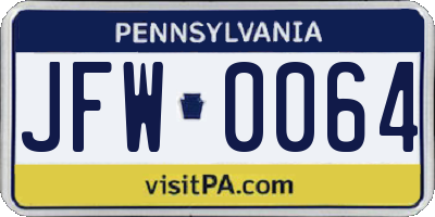 PA license plate JFW0064