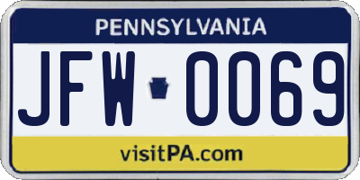 PA license plate JFW0069