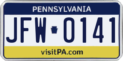 PA license plate JFW0141
