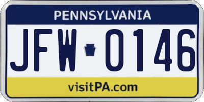 PA license plate JFW0146