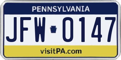PA license plate JFW0147