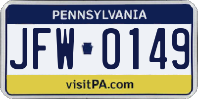 PA license plate JFW0149