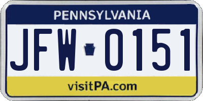 PA license plate JFW0151
