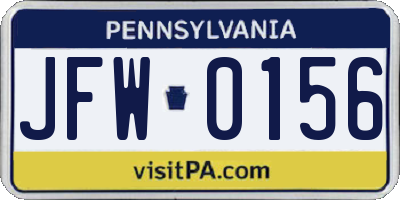 PA license plate JFW0156