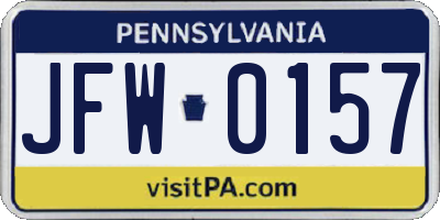 PA license plate JFW0157