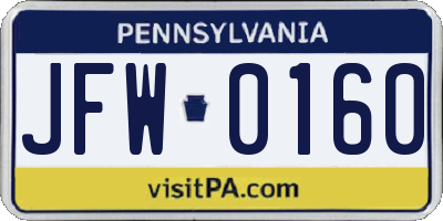 PA license plate JFW0160