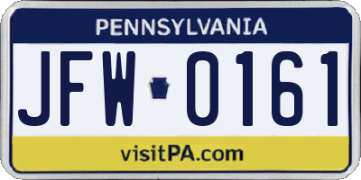 PA license plate JFW0161