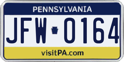PA license plate JFW0164