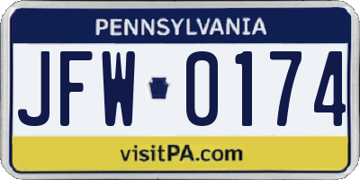 PA license plate JFW0174