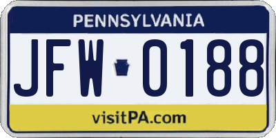 PA license plate JFW0188