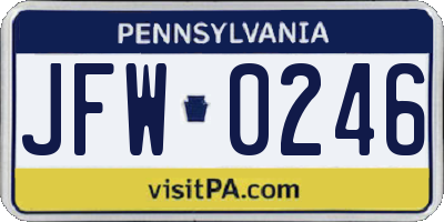 PA license plate JFW0246