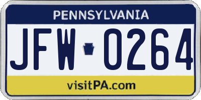 PA license plate JFW0264