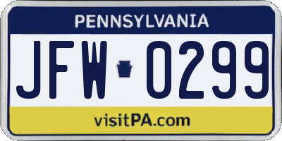 PA license plate JFW0299