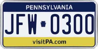 PA license plate JFW0300