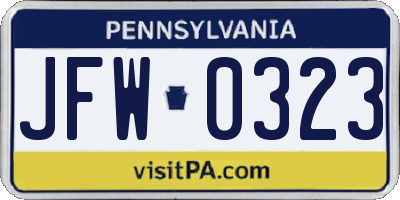 PA license plate JFW0323