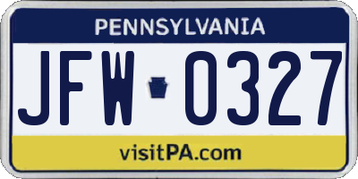 PA license plate JFW0327