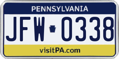 PA license plate JFW0338