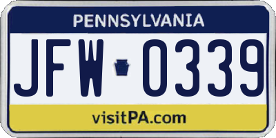 PA license plate JFW0339
