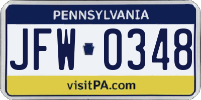 PA license plate JFW0348