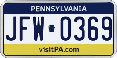 PA license plate JFW0369