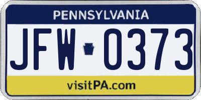 PA license plate JFW0373