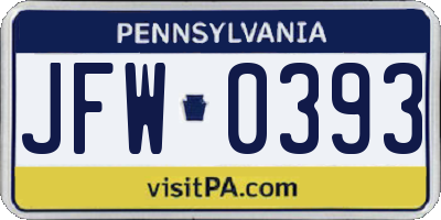 PA license plate JFW0393